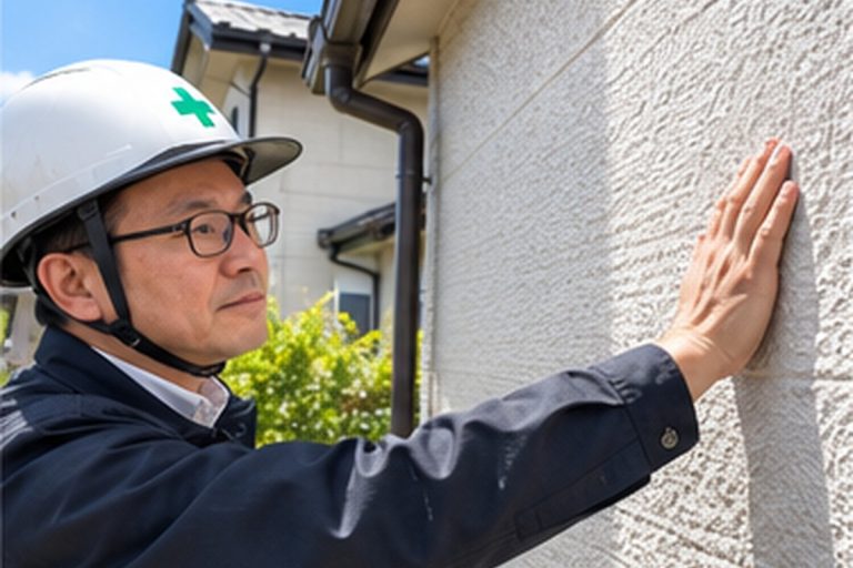 住宅の外壁を確認しているイメージ