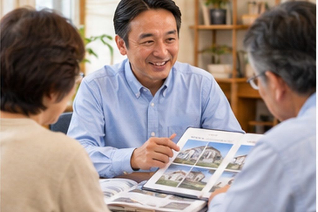 外壁塗装業者へ相談しているイメージ