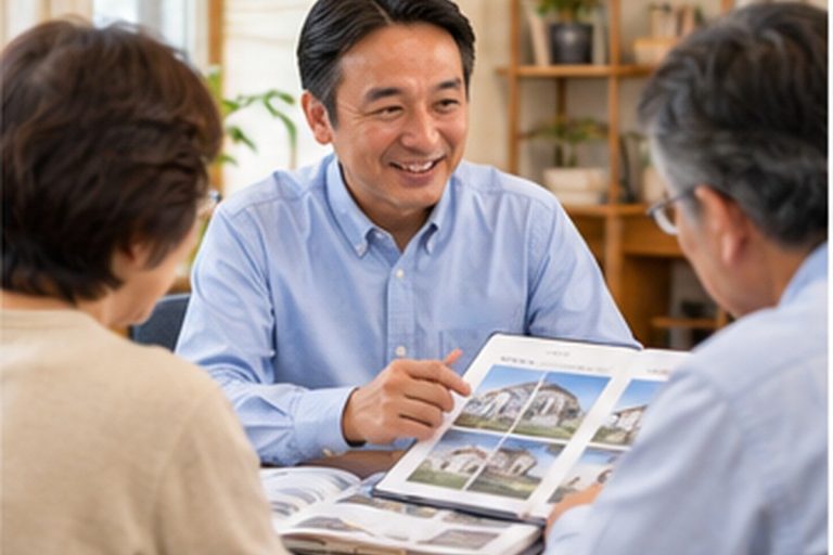外壁塗装業者へ相談しているイメージ