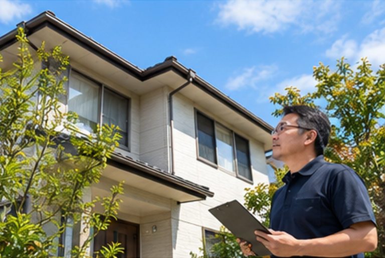 住宅の外壁の状態を確認しているイメージ